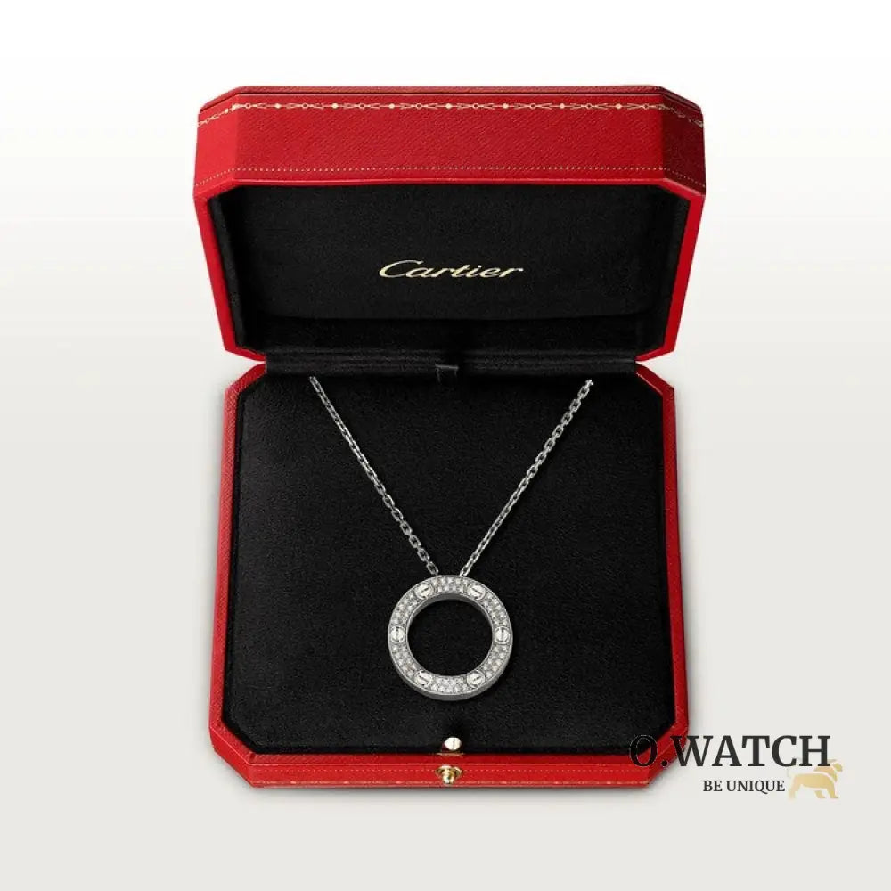 COLLIER CARTIER PENDENTIF LOVE PAVÉ WHITE GOLD