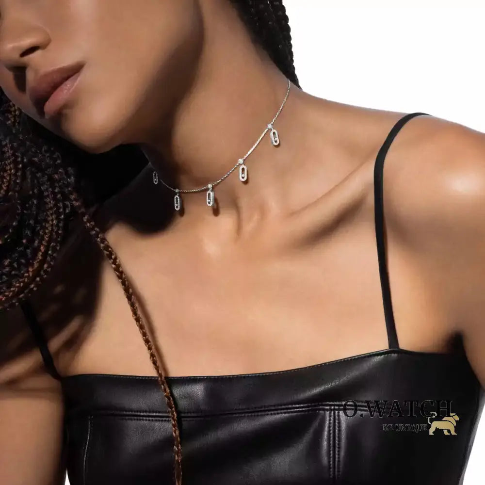 COLLIER MESSIKA CHOKER MOVE UNO PAMPILLE PAVE WHITE GOLD