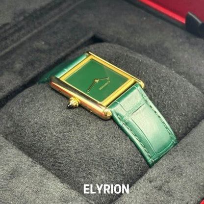 Montre Femme - Tank Louis Vert & Gold