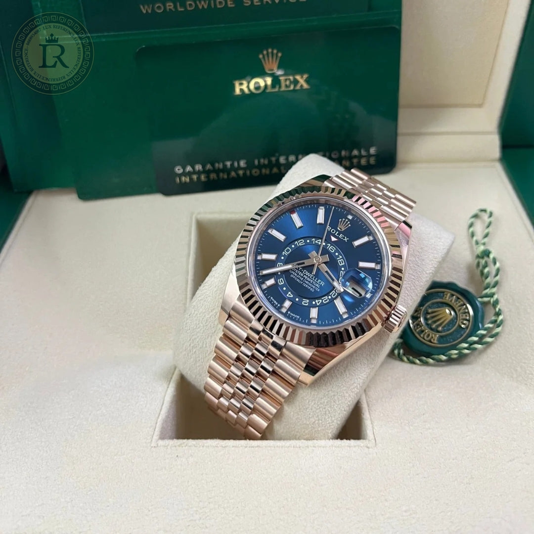Rolex Sky-Dweller Rose Gold Jubilee Bracelet, Cadran Bleu