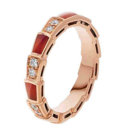 BAGUE SERPENTI Viper Or rose Rouge