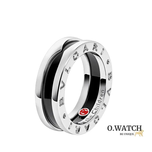 BAGUE BVLGARI SAVE THE CHILDREN NOIR WHITE GOLD bague