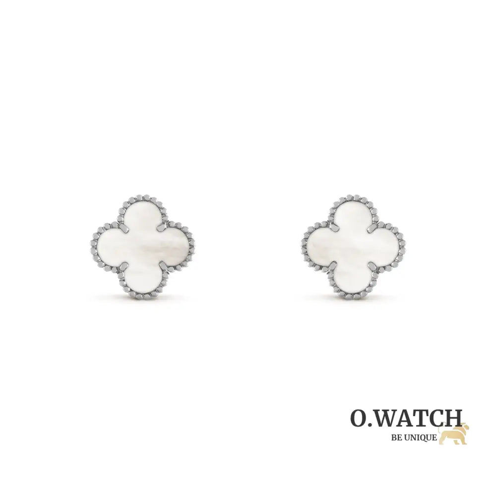 Boucle Van Cleef Vintage Alhambra Argenté Nacre