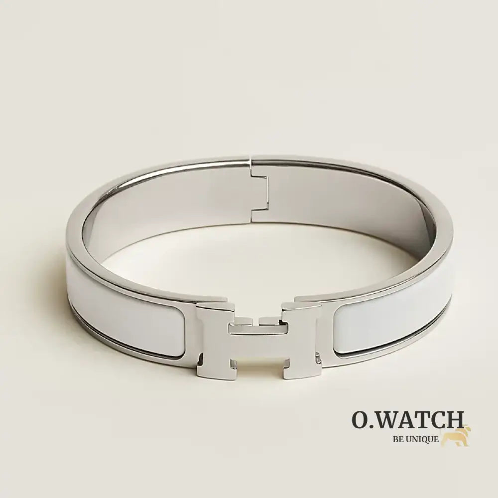 BRACELET HERMES CLIC H BLANC ARGENTÉ