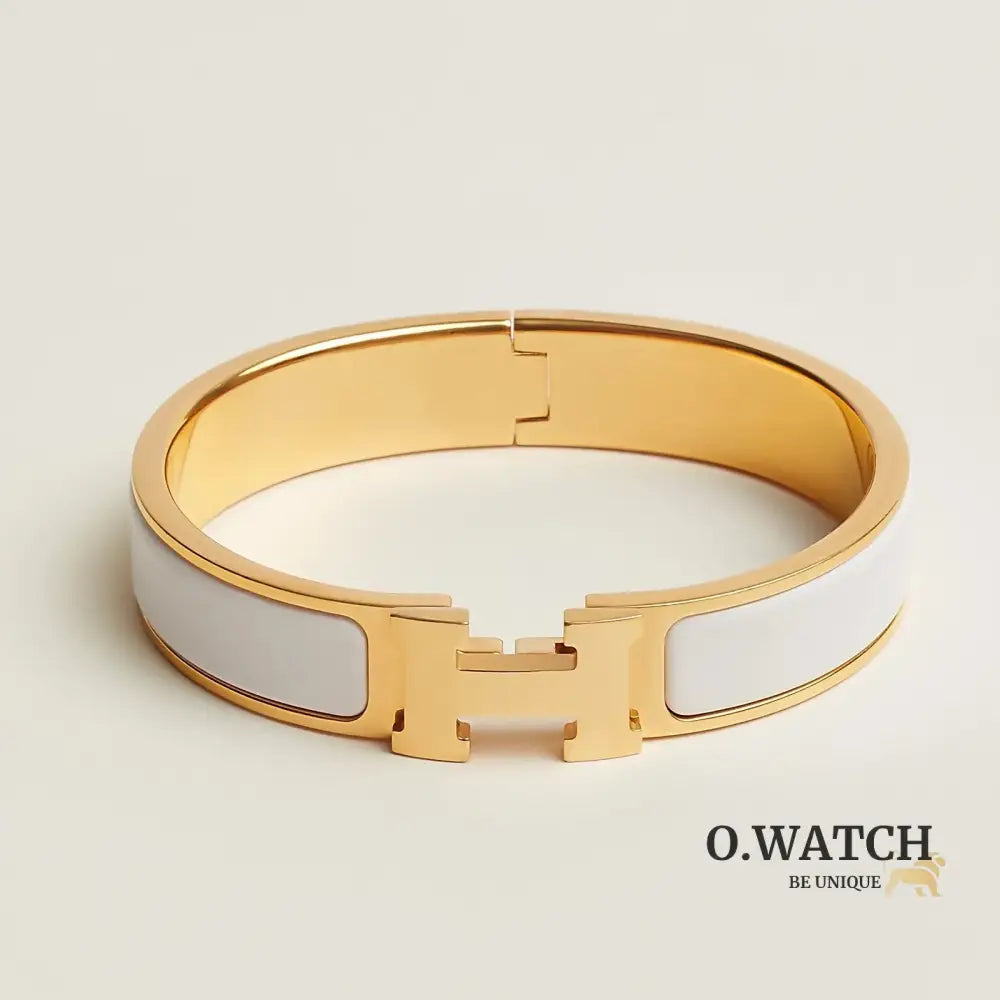 BRACELET HERMES CLIC H BLANC DORÉ