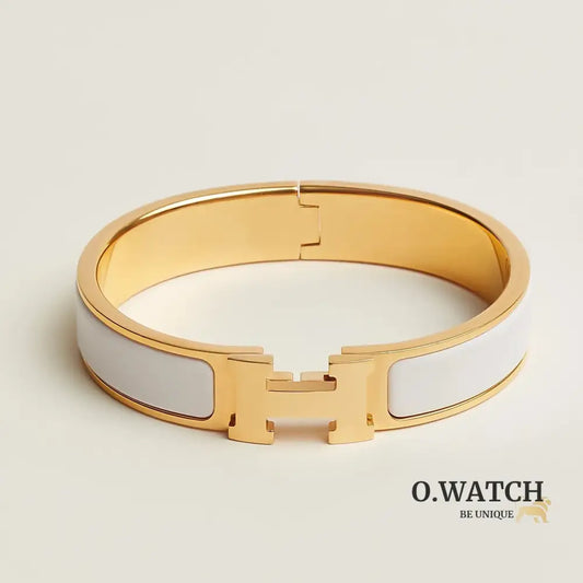 BRACELET HERMES CLIC H BLANC DORÉ