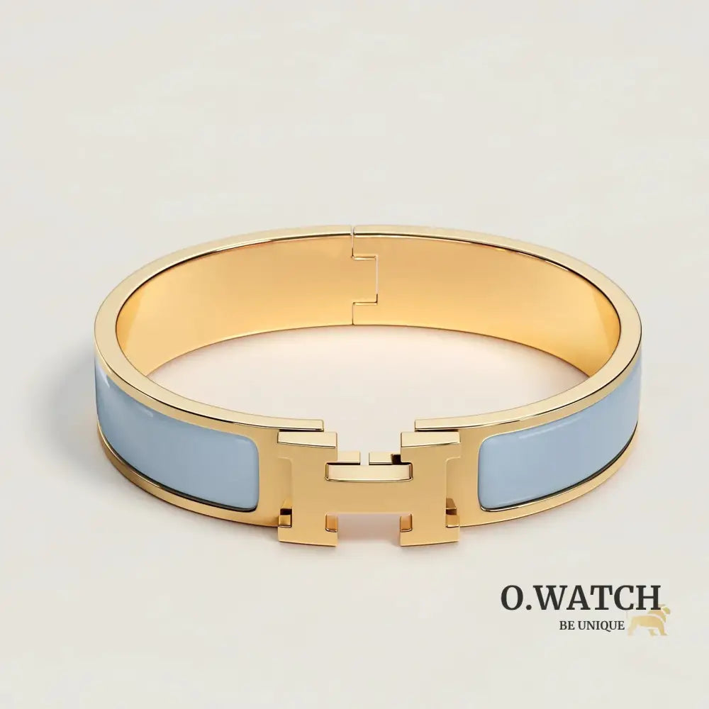 BRACELET HERMES CLIC H BLEU CIEL DORÉ