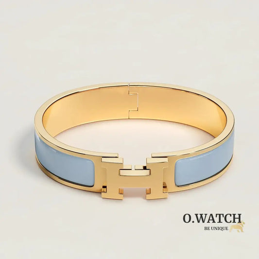 BRACELET HERMES CLIC H BLEU CIEL DORÉ