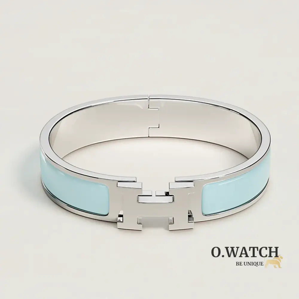BRACELET HERMES CLIC H BLEU POLAIRE ARGENTÉ