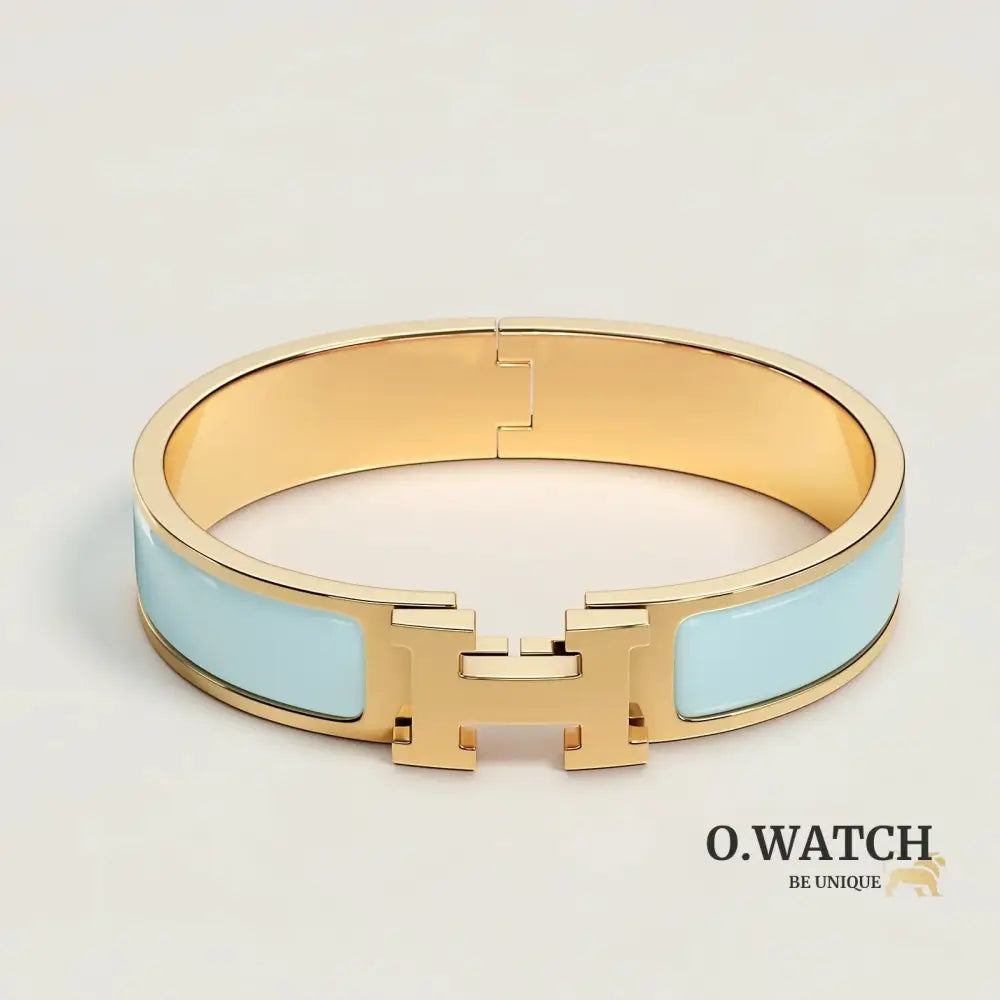 BRACELET HERMES CLIC H BLEU POLAIRE DORÉ