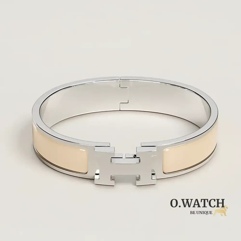 BRACELET HERMES CLIC H CRÈME ARGENTÉ