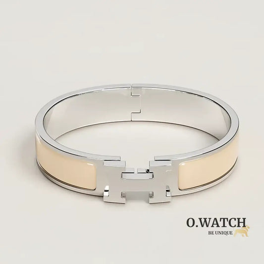 BRACELET HERMES CLIC H CRÈME ARGENTÉ