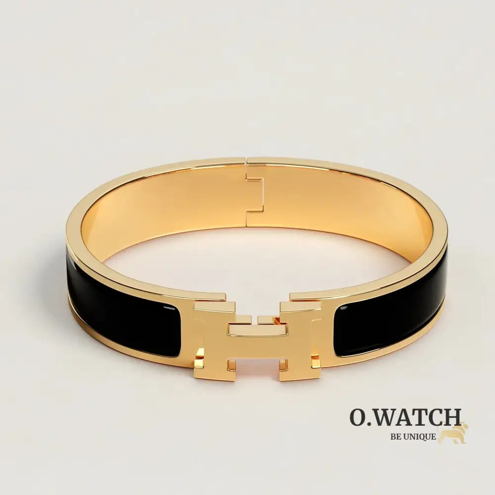 BRACELET HERMES CLIC H NOIR DORÉ