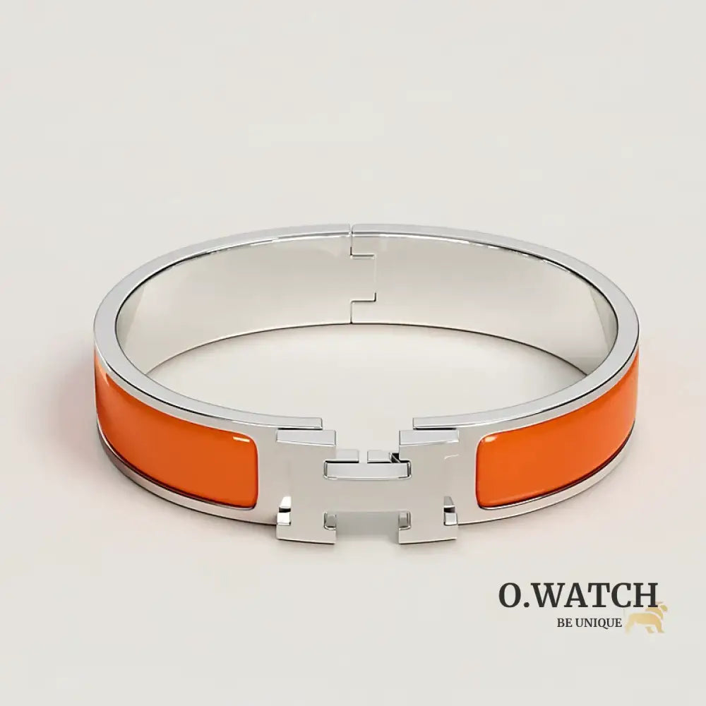 BRACELET HERMES CLIC H ORANGE FRUITÉ ARGENTÉ