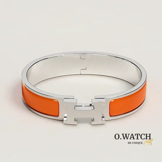 BRACELET HERMES CLIC H ORANGE FRUITÉ ARGENTÉ
