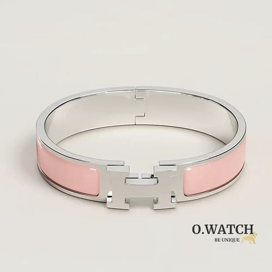 BRACELET HERMES CLIC H ROSE CANDEUR ARGENTÉ