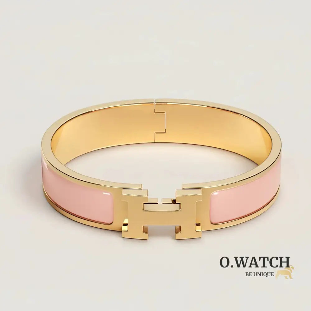 BRACELET HERMES CLIC H ROSE CANDEUR DORÉ