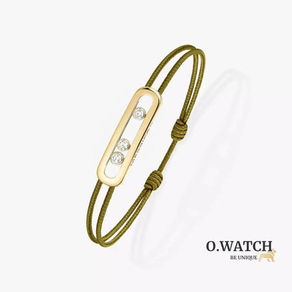 BRACELET MESSIKA CORDE VERT KAKI GOLD Bracelet Messika