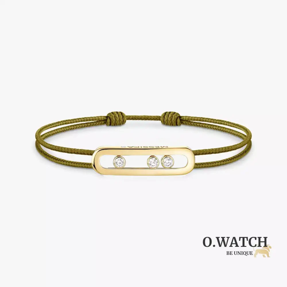 BRACELET MESSIKA CORDE VERT KAKI GOLD Bracelet Messika
