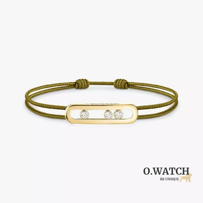 BRACELET MESSIKA CORDE VERT KAKI GOLD Bracelet Messika