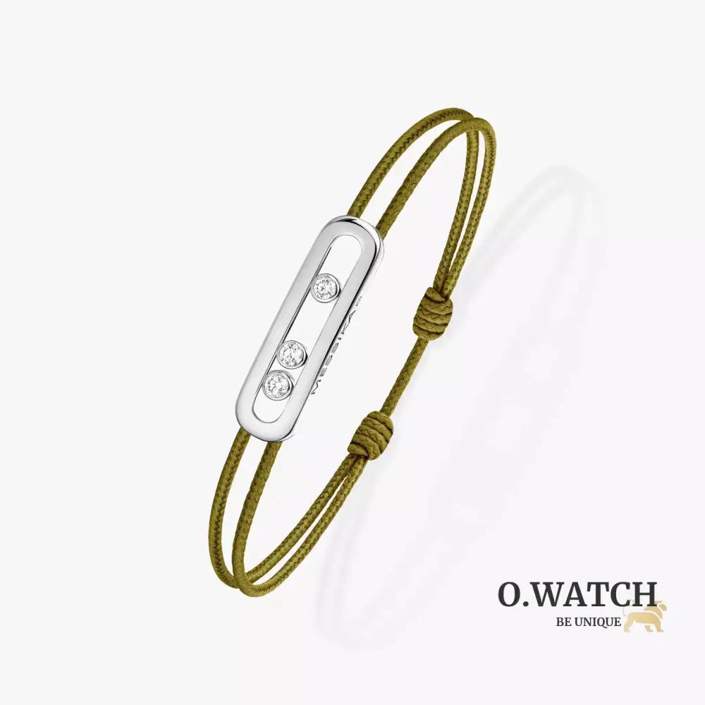 BRACELET MESSIKA CORDE VERT KAKI WHITE GOLD Bracelet Messika