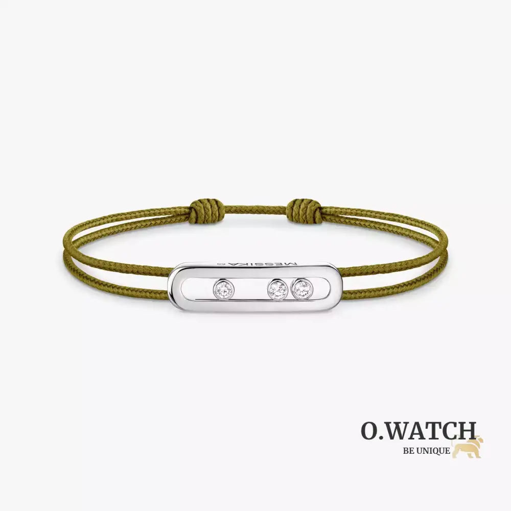 BRACELET MESSIKA CORDE VERT KAKI WHITE GOLD Bracelet Messika
