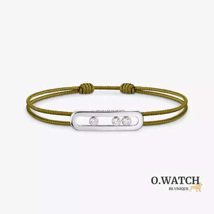 BRACELET MESSIKA CORDE VERT KAKI WHITE GOLD Bracelet Messika