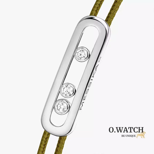 BRACELET MESSIKA CORDE VERT KAKI WHITE GOLD Bracelet Messika