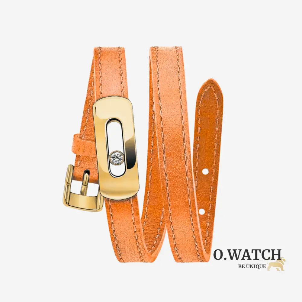 BRACELET MESSIKA CUIR ORANGE GOLD Bracelet Messika