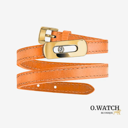 BRACELET MESSIKA CUIR ORANGE GOLD Bracelet Messika