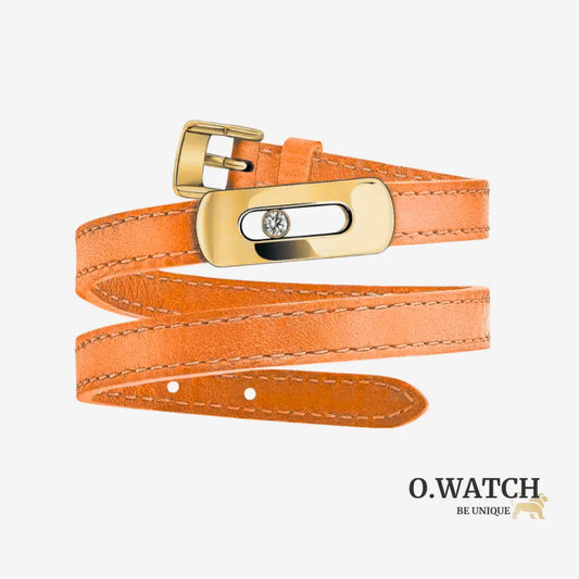 BRACELET MESSIKA CUIR ORANGE GOLD Bracelet Messika