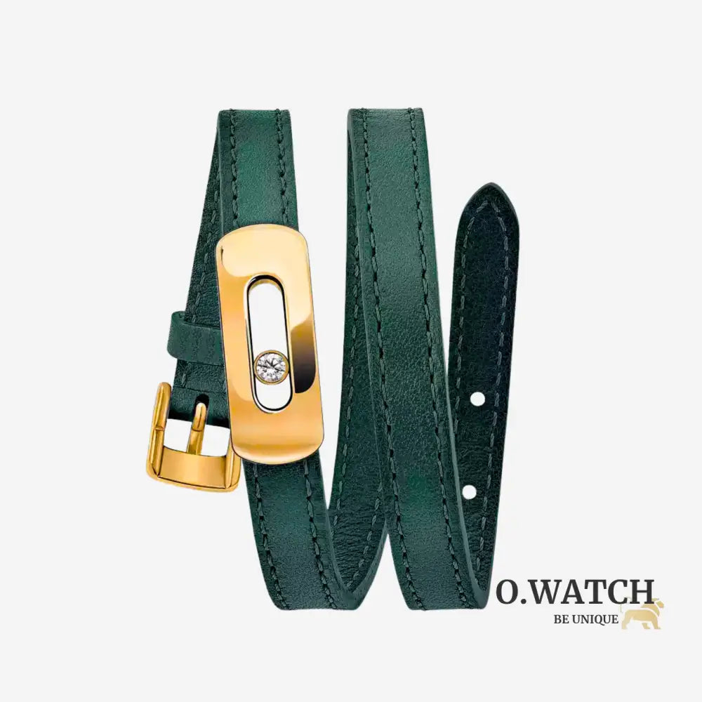 BRACELET MESSIKA CUIR VERT GOLD Bracelet Messika