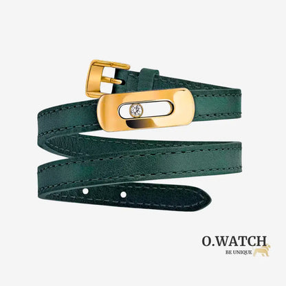 BRACELET MESSIKA CUIR VERT GOLD Bracelet Messika