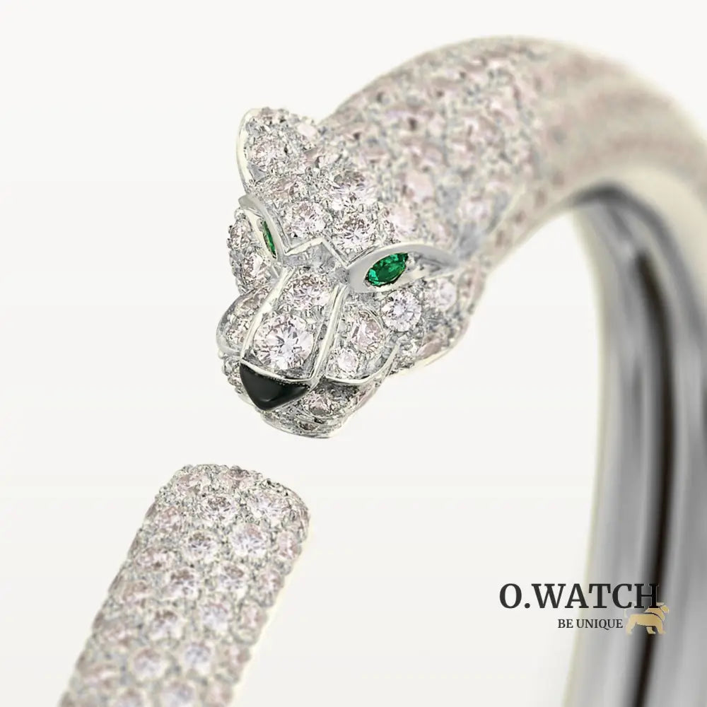 BRACELET PANTHERE PETIT MODELE SEMI PAVE WHITE GOLD Bracelet Cartier