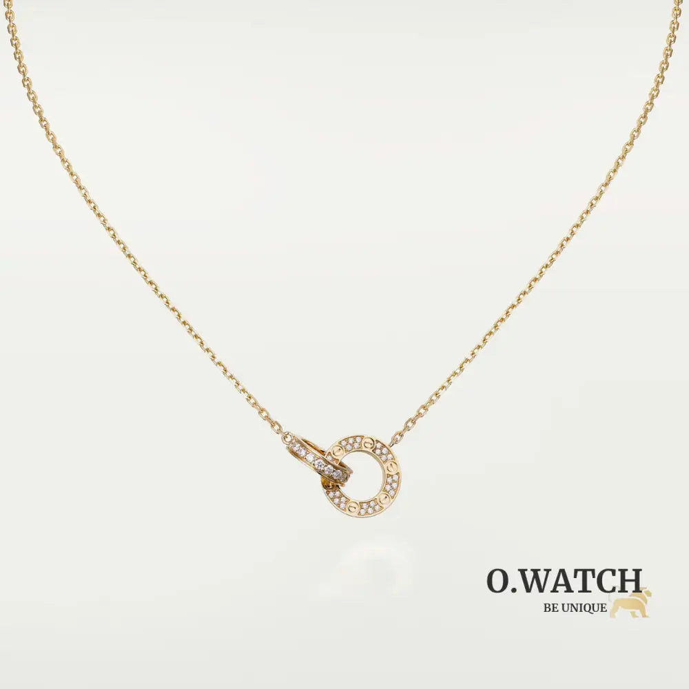 COLLIER CARTIER DOUBLE PENDENTIFS AVEC STRASS LOVE GOLD