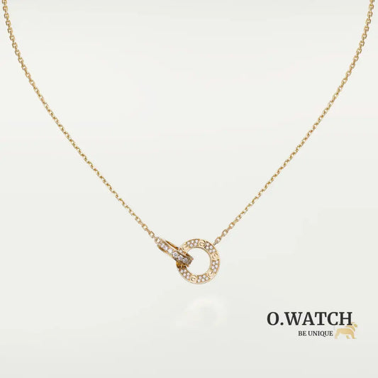 COLLIER CARTIER DOUBLE PENDENTIFS AVEC STRASS LOVE GOLD