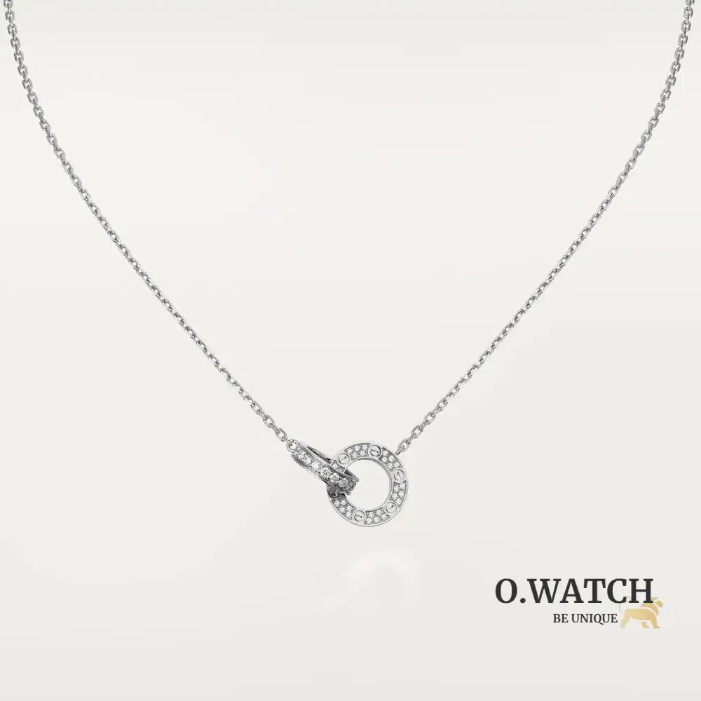 COLLIER CARTIER DOUBLE PENDENTIFS AVEC STRASS LOVE WHITE GOLD