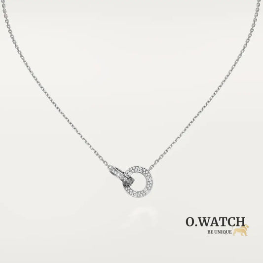 COLLIER CARTIER DOUBLE PENDENTIFS AVEC STRASS LOVE WHITE GOLD