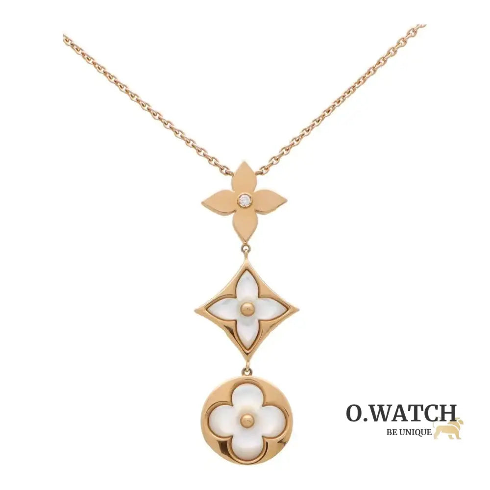 COLLIER LOUIS VUITTON BLOOM LARIAT NACRE BLANC GOLD