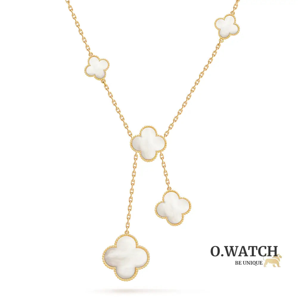 Collier Magic Alhambra 5 Motifs Blanc Nacre