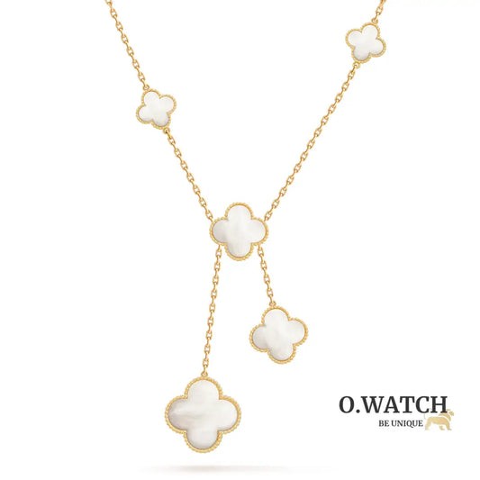 Collier Magic Alhambra 5 Motifs Blanc Nacre