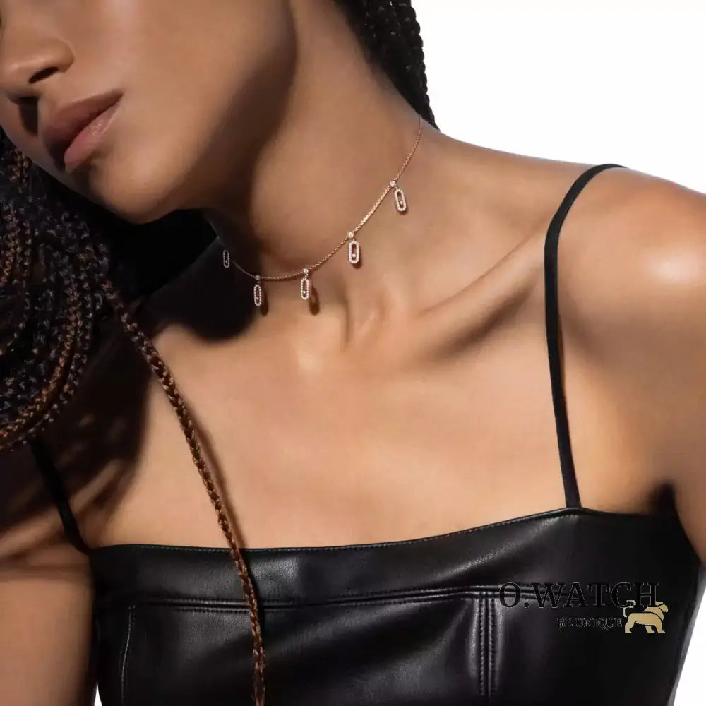 COLLIER MESSIKA CHOKER MOVE UNO PAMPILLE PAVE ROSE GOLD