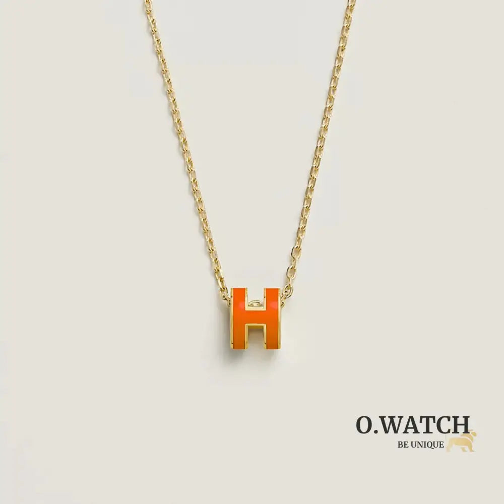 COLLIER PENDENTIF HERMES ORANGE GOLD