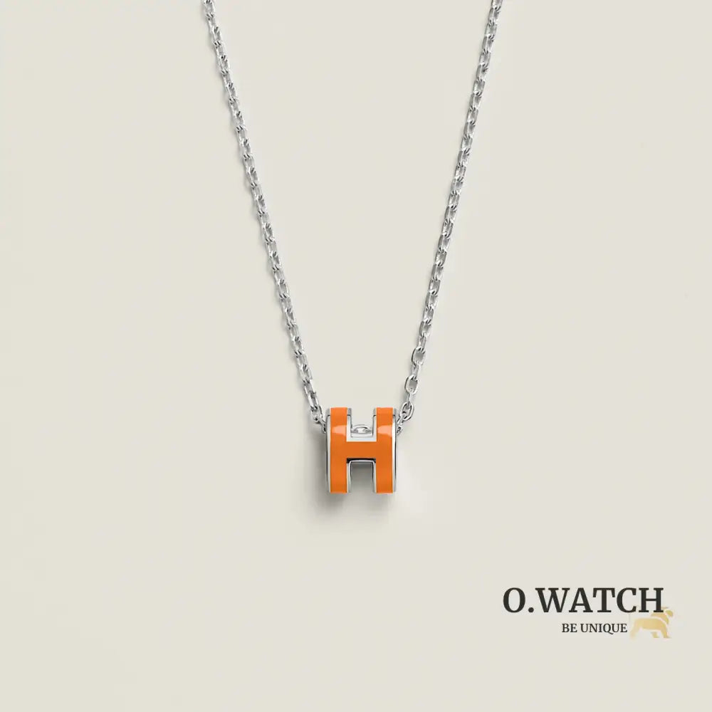 COLLIER PENDENTIF HERMES ORANGE WHITE GOLD