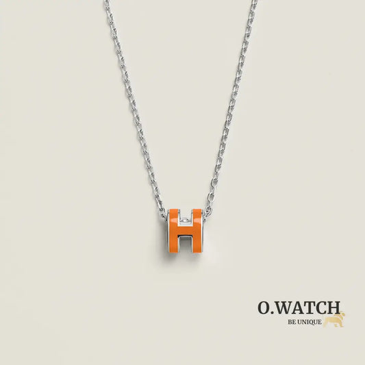 COLLIER PENDENTIF HERMES ORANGE WHITE GOLD