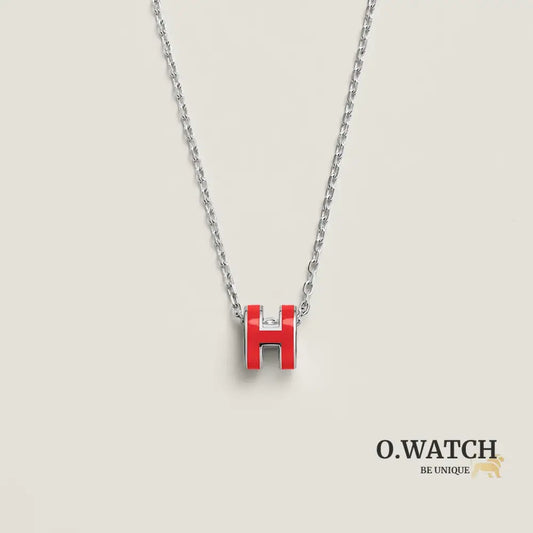 COLLIER PENDENTIF HERMES ROUGE WHITE GOLD