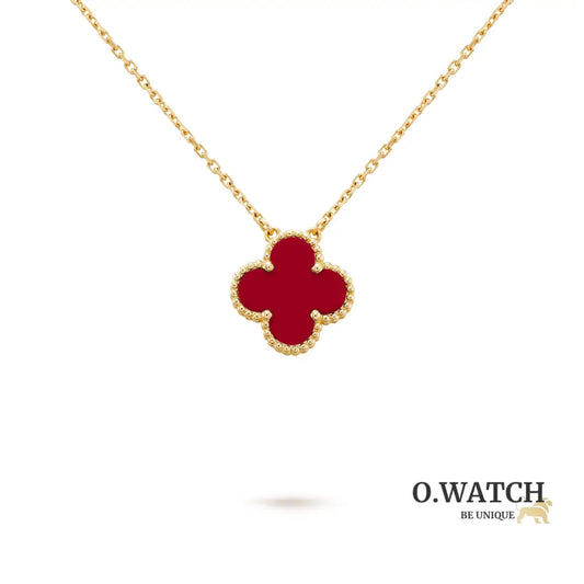 Collier Pendentif Vintage Alhambra Rouge Cornaline