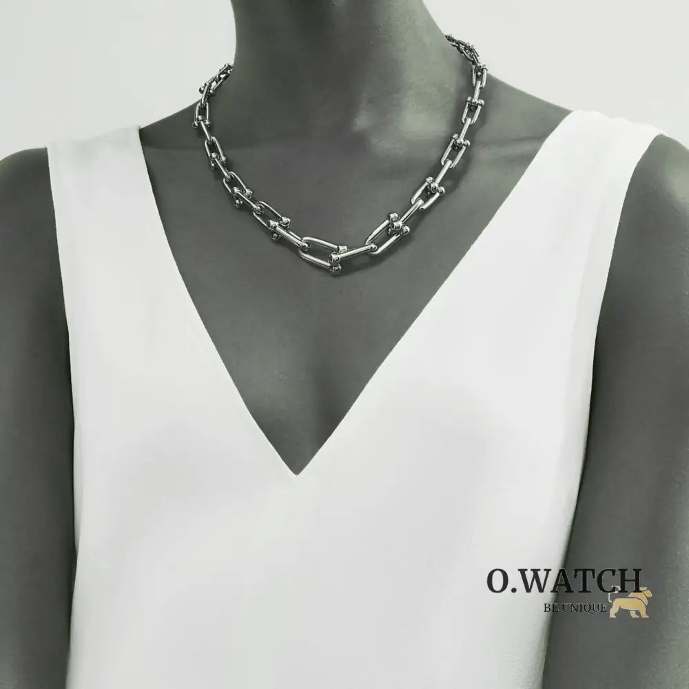 COLLIER TIFFANY & CO GRADUATED LINK NECKLACE WHITE GOLD bague
