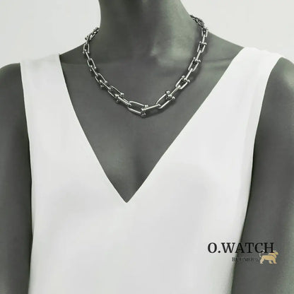 COLLIER TIFFANY & CO GRADUATED LINK NECKLACE WHITE GOLD bague