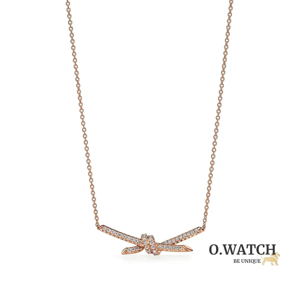 COLLIER TIFFANY & CO KNOT PENDENTIF DIAMONDS ROSE-GOLD bague